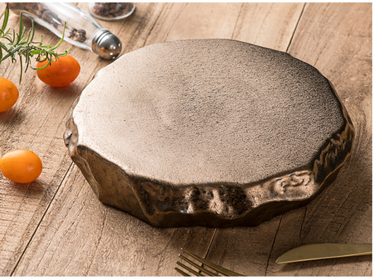 Plato de Cerámica Gourmet con Diseño Geométrico Dorado - Vajilla Premium para Presentación - Image 17