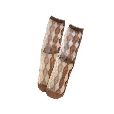 Calcetines Femeninos de Seda Transpirable con Flores Retro