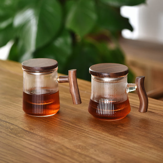 Taza Térmica de Vidrio con Infusor de Té y Asa de Madera - Image 8