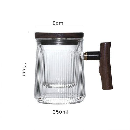 Taza Térmica de Vidrio con Infusor de Té y Asa de Madera - Image 4