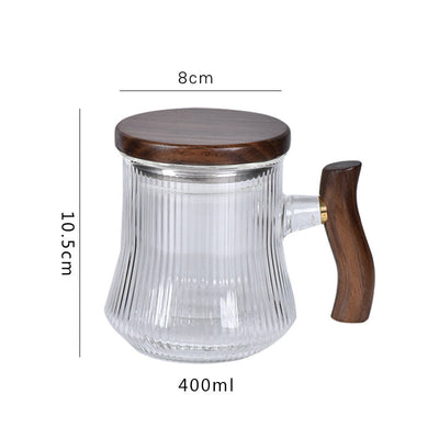 Taza Térmica de Vidrio con Infusor de Té y Asa de Madera - Image 5