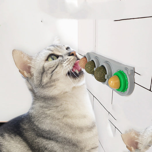 Six colorful catnip ball toys, each with three spinning catnip balls in green, white, purple, blue, grey, and pink bases. - Image 10
