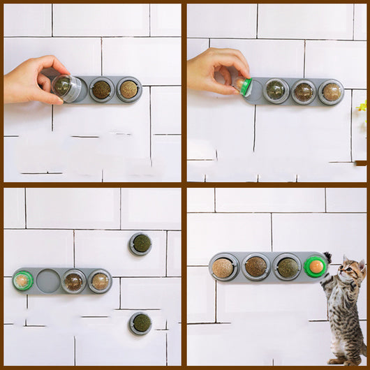 Six colorful catnip ball toys, each with three spinning catnip balls in green, white, purple, blue, grey, and pink bases. - Image 5