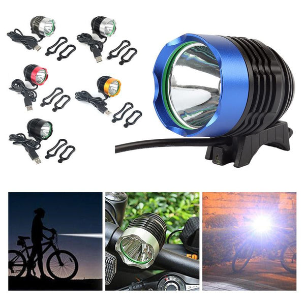 Luz Frontal LED USB para Bicicleta de Montaña - Potencia Máxima L2