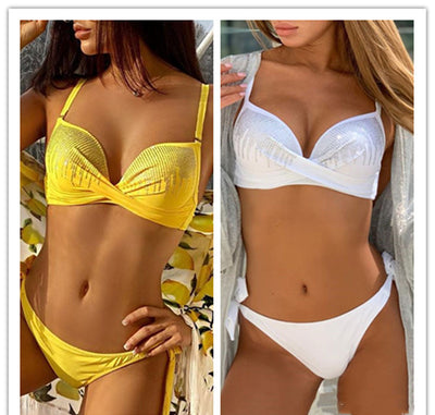 Bikini Deportivo Triangular con Strass - Traje de Baño Split Sexy - Image 15