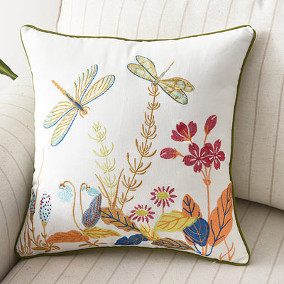 Funda de Cojín con Bordado Tridimensional Flores, Pájaros y Mariposas - Image 8