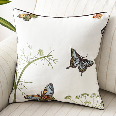 Funda de Cojín con Bordado Tridimensional Flores, Pájaros y Mariposas - Image 5