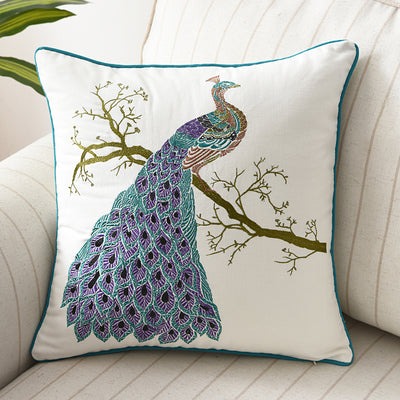 Funda de Cojín con Bordado Tridimensional Flores, Pájaros y Mariposas - Image 6