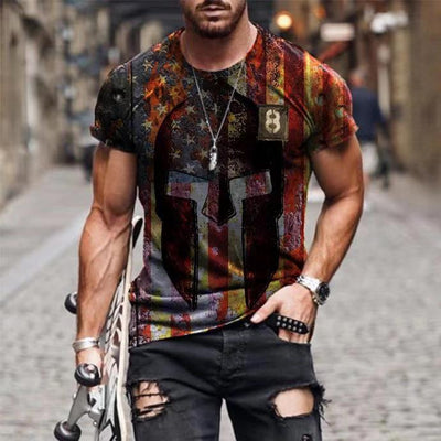 Camiseta Hombre Bandera USA Vintage Cuello Redondo Slim Fit Verano - Image 6
