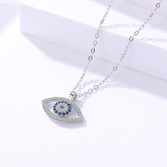 Collar de Plata 925 Ojo de Demonio Estilo Europeo Americano