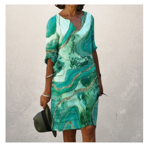 Vestido Vintage con Estampado Retro y Escote en V - Image 6