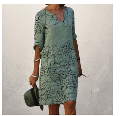 Vestido Vintage con Estampado Retro y Escote en V - Image 8