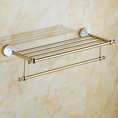 Toallero Dorado con Cristales de Diamante - Estante de Baño Premium