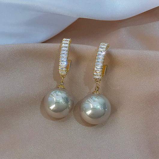 Aretes Colgantes de Perla Blanca Oversized Estilo Coreano - Image 5