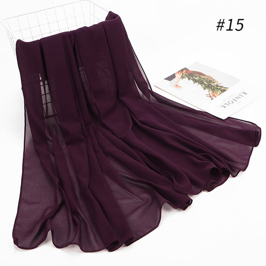 Pañuelo Hijab Chiffón Perla Monocromático para Mujer - Image 38