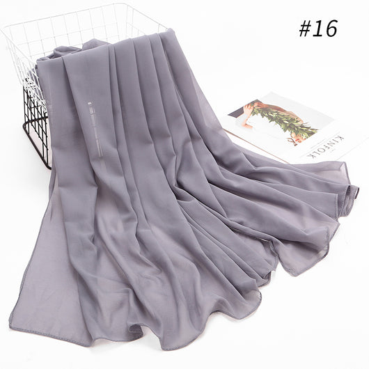 Pañuelo Hijab Chiffón Perla Monocromático para Mujer - Image 49