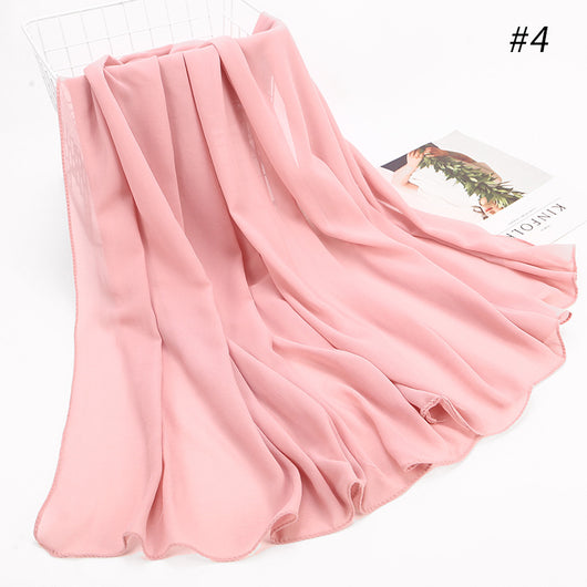 Pañuelo Hijab Chiffón Perla Monocromático para Mujer - Image 37