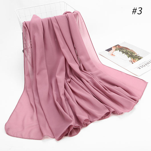 Pañuelo Hijab Chiffón Perla Monocromático para Mujer - Image 53