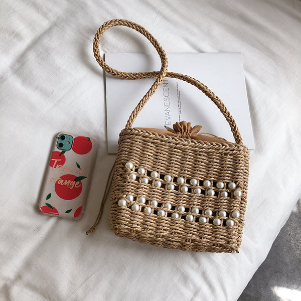 Bolso Bandolera Tejido de Paja Estilo Occidental para Mujer