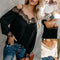 Blusa Elegante de Gasa con Puntilla y Mangas Largas