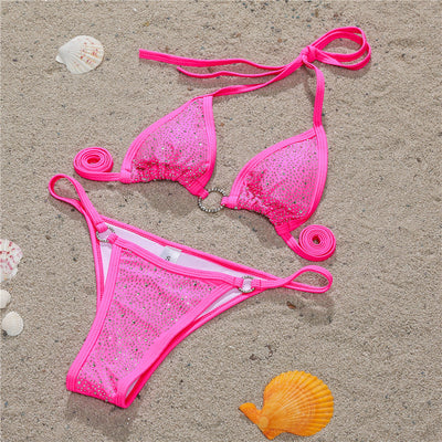 Bikini Ajustable con Diamantes y Corte Dividido - Image 3