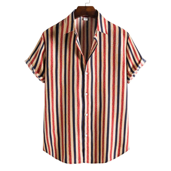 Camisa Casual de Hombre con Cuello Solapa y Estampado