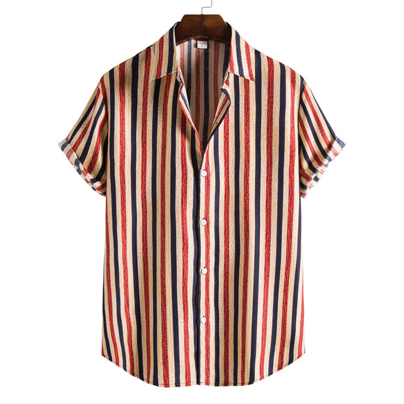 Camisa Casual de Hombre con Cuello Solapa y Estampado