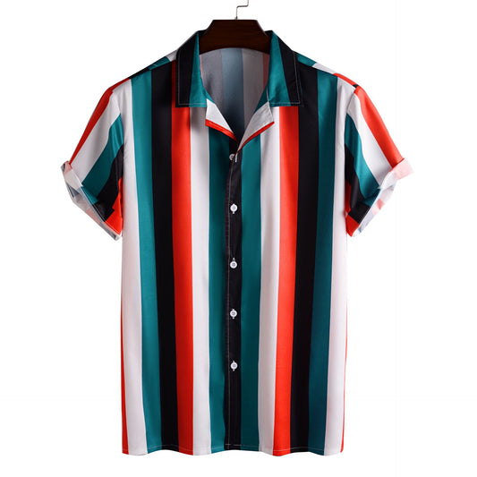 Camisa Casual de Hombre con Cuello Solapa y Estampado