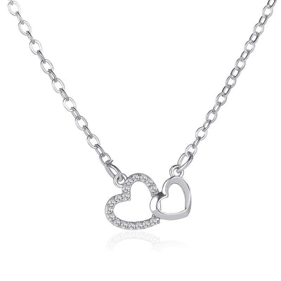 Collar Corazones Dobles Temperamento Acero Inoxidable Cadena Clavícula - Image 4