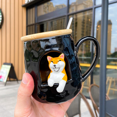 Taza Térmica Shiba Inu con Tapa y Relieve 3D - Vaso para Oficina - Image 5