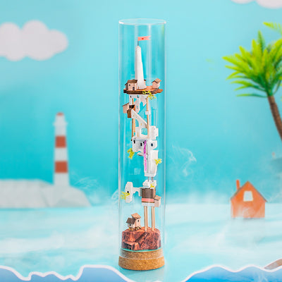 Casa Miniatura de Madera DIY con Botella Flotante - Villa Completa con Muebles - Image 6