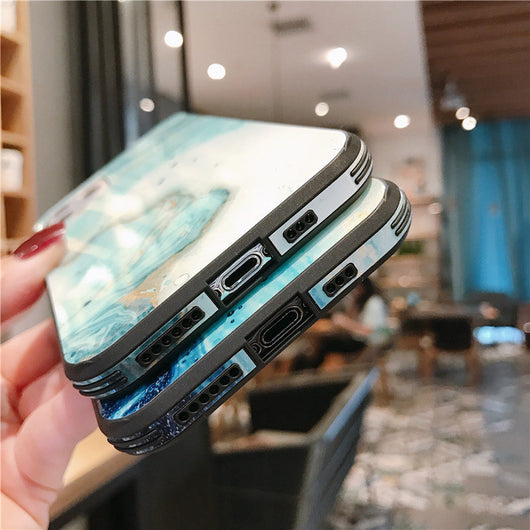 Funda Protectora de Lujo para iPhone con Cristal Templado y Mármol - Image 9