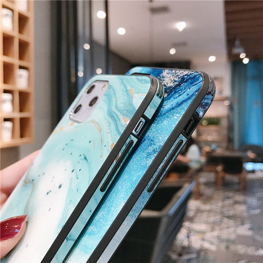 Funda Protectora de Lujo para iPhone con Cristal Templado y Mármol - Image 19