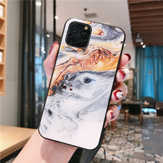 Funda Protectora de Lujo para iPhone con Cristal Templado y Mármol