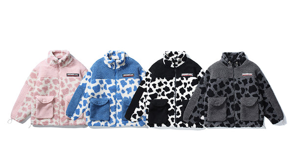 Abrigo de Lana Gruesa Estampado Animal Multicolor para Hombre y Mujer