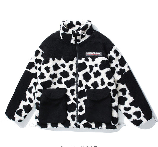 Abrigo de Lana Gruesa Estampado Animal Multicolor para Hombre y Mujer