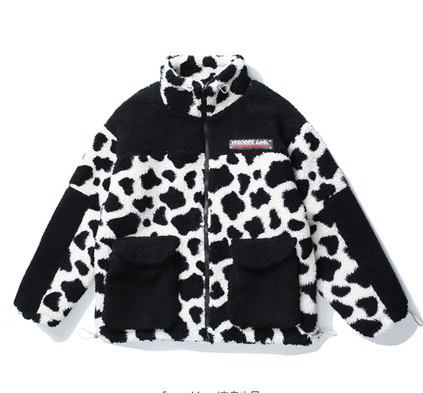 Abrigo de Lana Gruesa Estampado Animal Multicolor para Hombre y Mujer