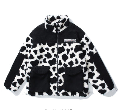 Abrigo de Lana Gruesa Estampado Animal Multicolor para Hombre y Mujer