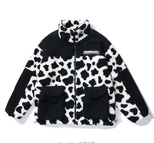 Abrigo de Lana Gruesa Estampado Animal Multicolor para Hombre y Mujer