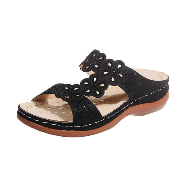 Pantuflas Casuales con Tacón Inclinado y Brillantes