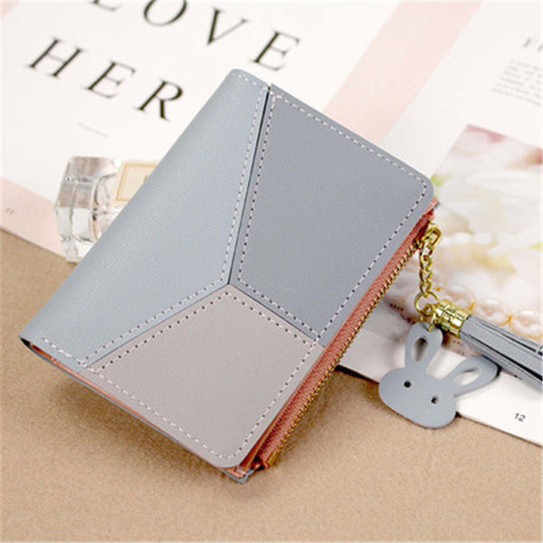 Monedero Coreano con Detalles de Contraste y Borlas - Cartera Compacta para Tarjetas