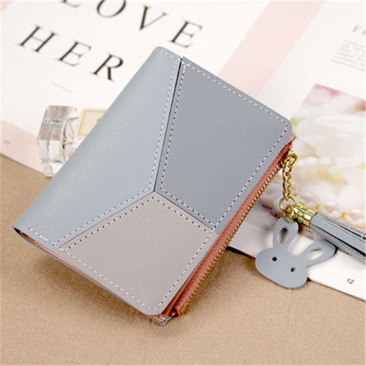 Monedero Coreano con Detalles de Contraste y Borlas - Cartera Compacta para Tarjetas