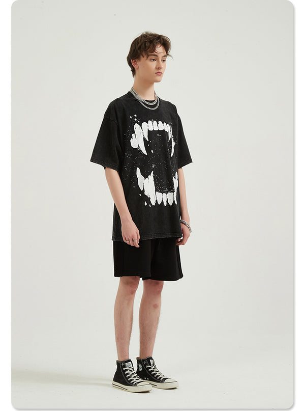 Camiseta Oversize de Algodón Puro con Estampado Grande para Hombre
