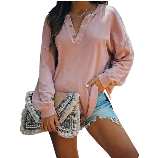 Blusa Elegante Cuello V Manga Larga con Botones - Image 8