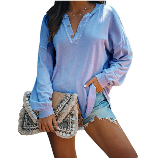 Blusa Elegante Cuello V Manga Larga con Botones - Image 7
