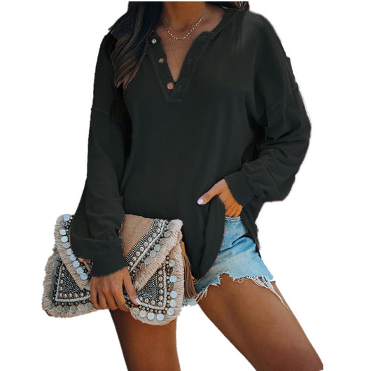 Blusa Elegante Cuello V Manga Larga con Botones - Image 11