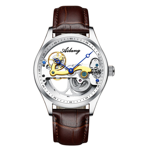 Reloj Mecánico Automático Hueco para Hombre con Banda de Silicona