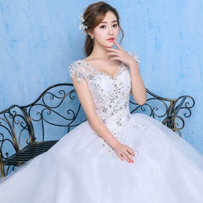 Vestido de Novia Elegante con Diamantes, Diseño Asimétrico para Primavera y Verano