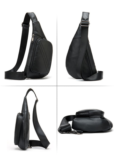 Bolsa Pecho Cuero Estilo Retro Media Luna - Bandolera Messenger para Hombre - Image 9