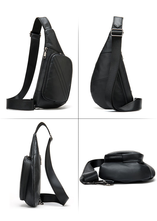 Bolsa Pecho Cuero Estilo Retro Media Luna - Bandolera Messenger para Hombre - Image 9